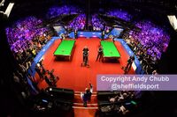 Champion Mark Williams walks out on the opening day of the 2019 World Snooker Championship, Crucible Theatre, Sheffield, April 2019