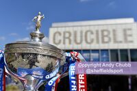 The trophy outside the Crucible for press call, April 2018