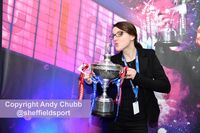 Monika Sulkowska with the trophy, Crucible Theatre, Sheffield, April 2016
